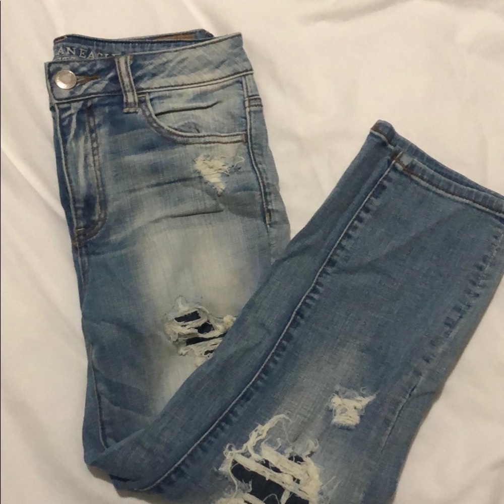Light blue high wasted cropped skinny jeans